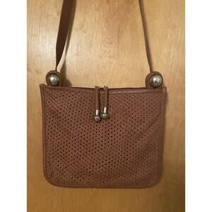 Perez Sanz 6400 Woven Leather Crossbody Shoulder Bag Basketweave Silver Tote